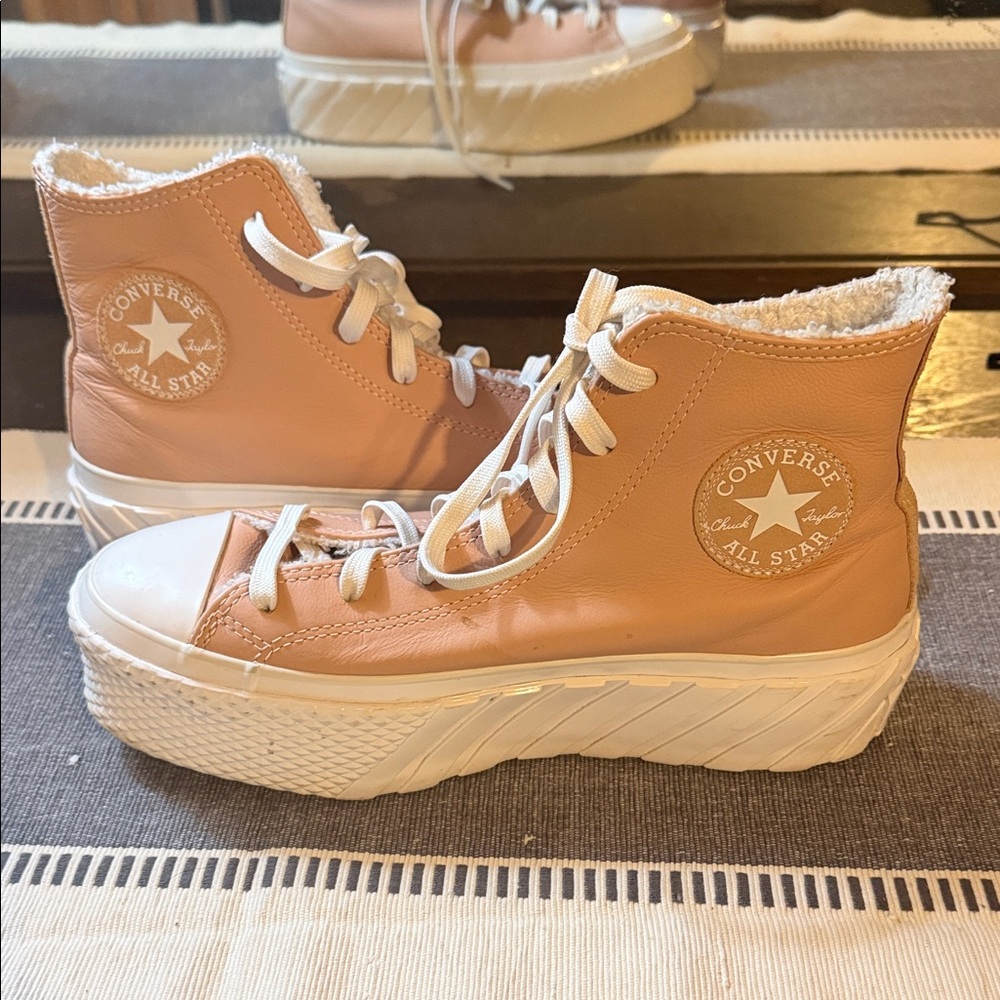 Converse High-Top Platform Sneakers in Blush